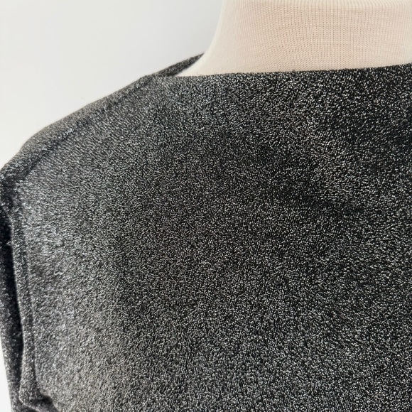 Shimmery Black Metallic Ruched Mini Dress - Picture 3 of 16